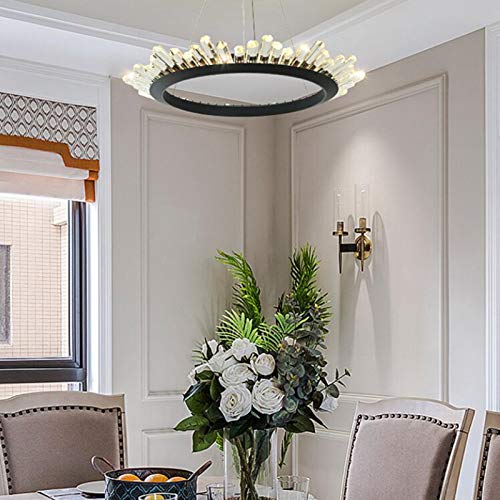 Éclairage de en cristal moderne rond avec éclairage tricolore 80 cm