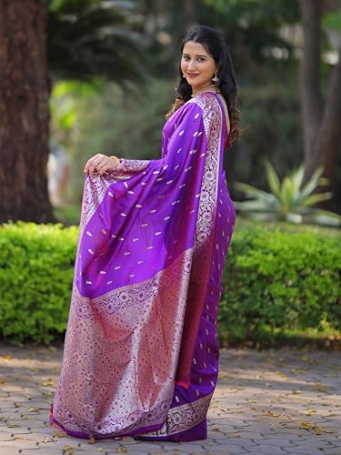 Image of SGF11 Women's Kanjivaram Pure Soft Silk Saree For Women Pure Golden Zari With Blouse Piece