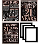 21st Birthday Decorations for Her Rose Gold Black, Framed Back in 2001 Birthday Poster Sign with ...