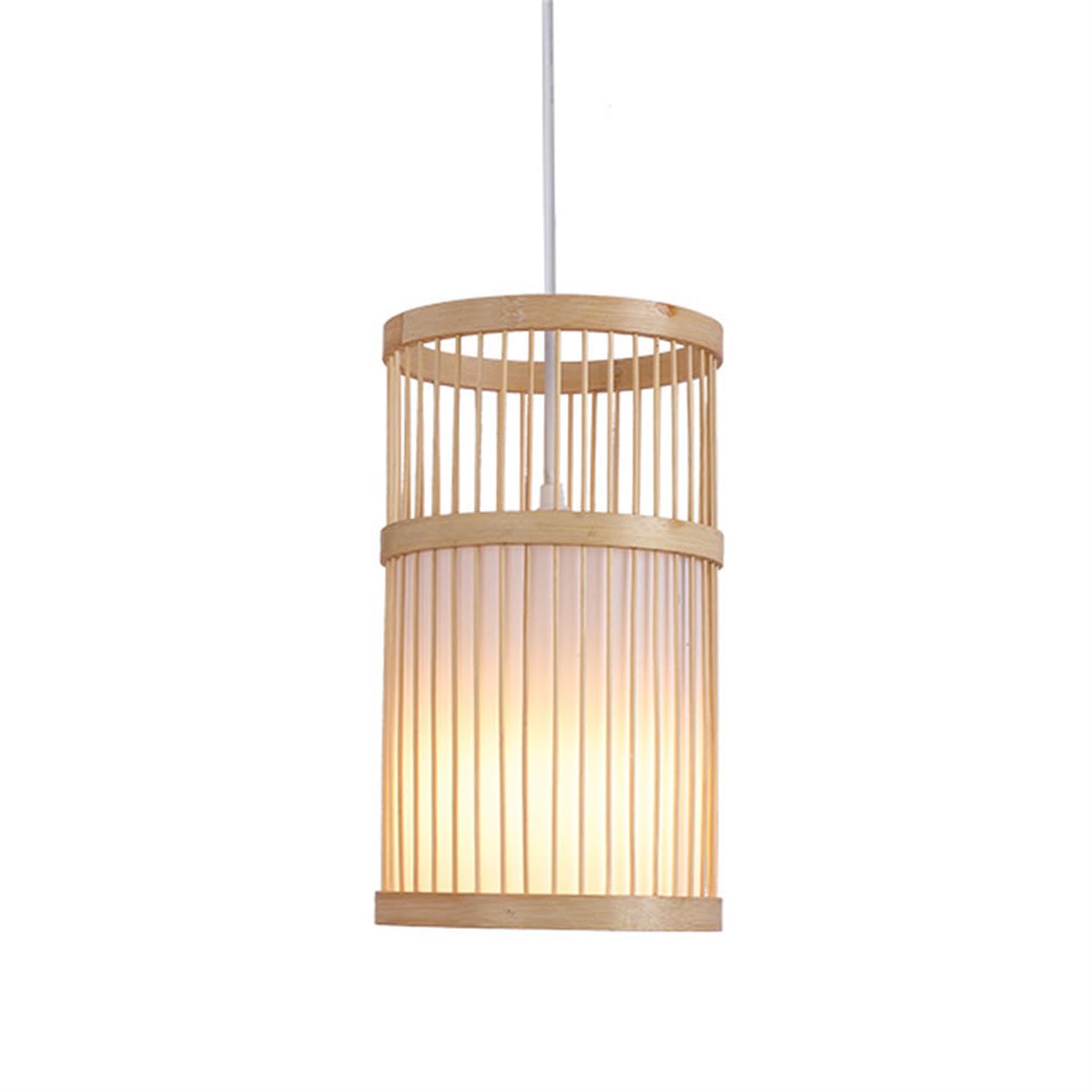 SHUANGZ Handmade Bamboo Cage Pendant Lamp Faux Parchment Lampshade Chinese Style Dining Room Decor Hanging Ceiling Chandelier E26 Socket for Master Bedroom,Bar Cafe Indoor Pendant Lamps