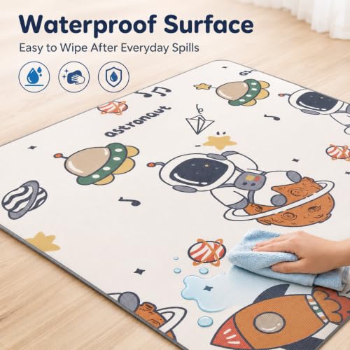 Image of Premium Double Sided Baby Play Mat | 6x4 Feet, 8mm XPE Foam | Space & ABC Theme | Water Repellent & Toxic Free | BIS Certified | Foldable Crawling Mat for Babies 0-2 Years | Tummy Time & Learning Floor Mat