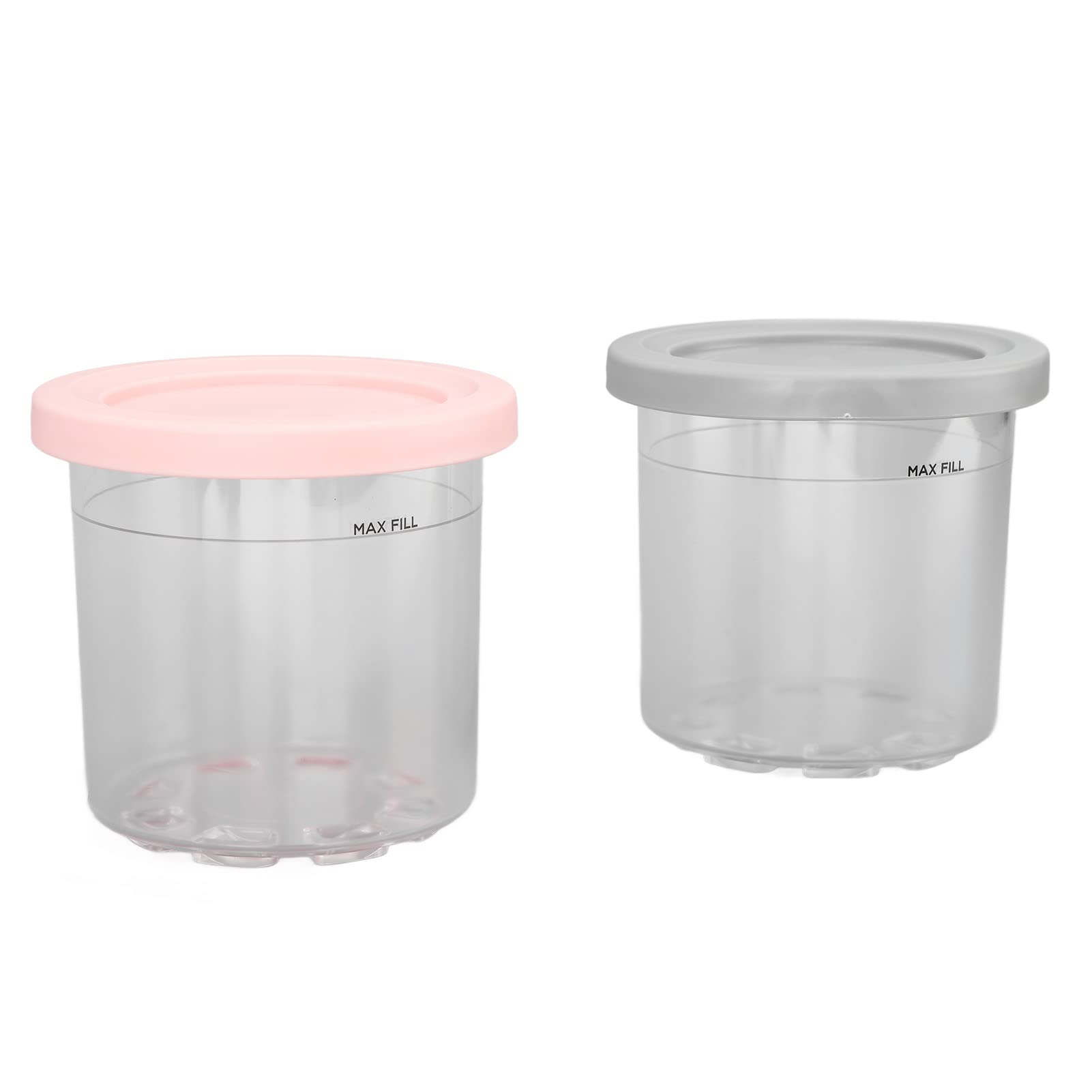 F FABOBJECTS® Ice Cream Pints Cup, Dishwasher Safe Ice Cream Storage Container Reusable with Lids for NC299AMZ (Grey and Pink)-image-2