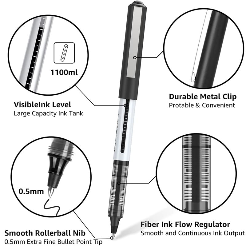 Bolígrafo RollerBall KLVN punta 0.5mm tinta negra miniatura 3