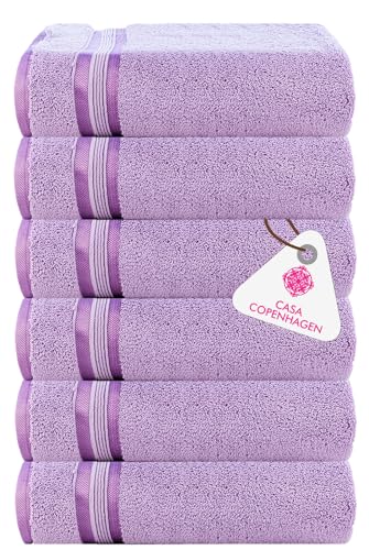 Image of Casa Copenhagen - Egyptian Cotton Zero Twist 6 Pcs Face Towel (30 X 30 cm) Colour : Purple Rose