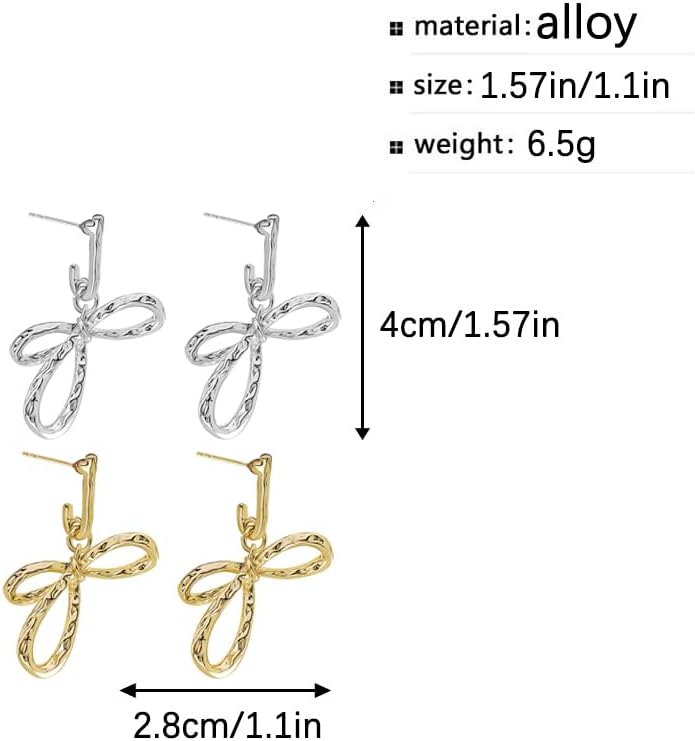 Vista 6 de Aretes de aro pequeños y ligeros con lazo de oro de 14 quilates para mujeres y niñas