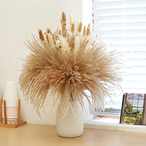 Ysyfhg 135Pcs Dried Pampas Grass Dried Flowers Home Decor Arrangement Plant Wedding Part Dried Flowers Decorations Natural Boho Pampas Grass Bouquet White Small Fluffy Reed Bunny Tails #TOP6