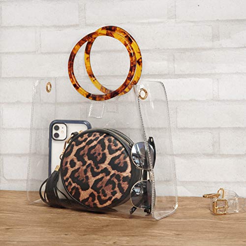 Bolso de mano transparente con asas redondas para mujer miniatura 2