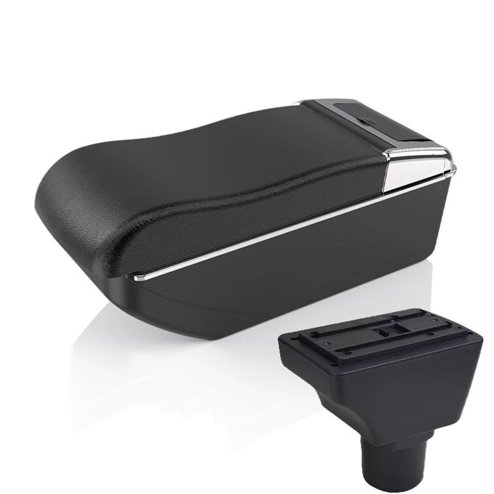 Interior For Ford For Figo For Freestyle For Endeavour 2018 Car Center Console Raised Armrest Cup Holders Double-layer Storage Accessories(A curved black line)