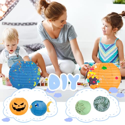 Miniatura 5 de Aoosa Farolillos De Papel Blanco, 12 Redondas Linternas De Papel Colgantes, 25 20 15 10 Cm Linternas Decorativa Para Decorar El Hogar, Fiestas, Bodas Y Festivales Blanco