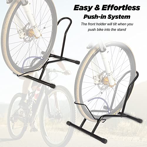 Bicycle Floor Stand, Steel Bike Parking Rack Fits 16"-29" Bikes, Cycling Storage Organizer For Indoor Outdoor Home Garage, Bicycle Holder For Mountain And Road Bike, Black #TOP2