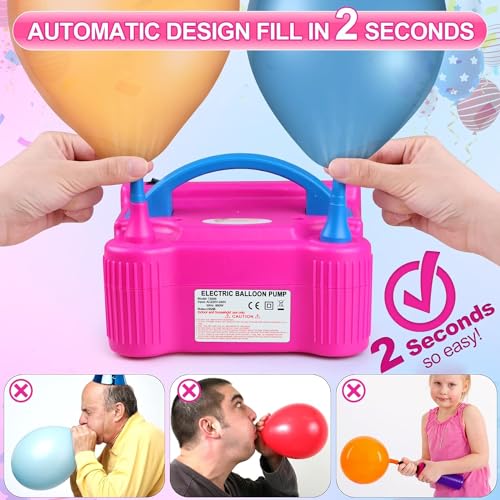 Electric Air Balloon Pump Set, Electric Blower Machine Dual Nozzle 220V-240V 600W Balloon Inflator Accessory for Birthday Wedding Festival Party Decoration