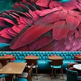 Tzxztt Arte CúBico Simple Pluma Roja Papel Pintado Moderno 3d Seda En Relieve Tonos Neutros Material Ideal Para SalóN Dormitorio-300cm×210cm