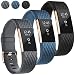 UMAXGET Compatible with Fitbit Charge 2 Bands, 3-Pack Soft Silicone Sport Adjustable Wristband Special Edition with Rose Gold Buckle for Men Women, Small