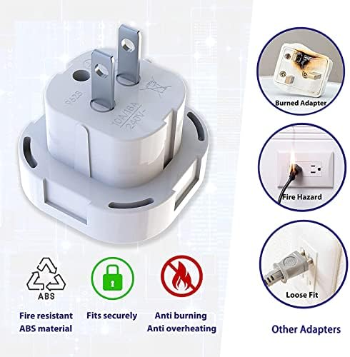 AREVERA Pack of 5 UK to US Plug Adaptor, Type G to Type A and B US Travel Adapter 3 Pin to 2 Pin Flat Travel Converter for USA, Canada, Mexico, Thailand - Refer to Description for Country List US