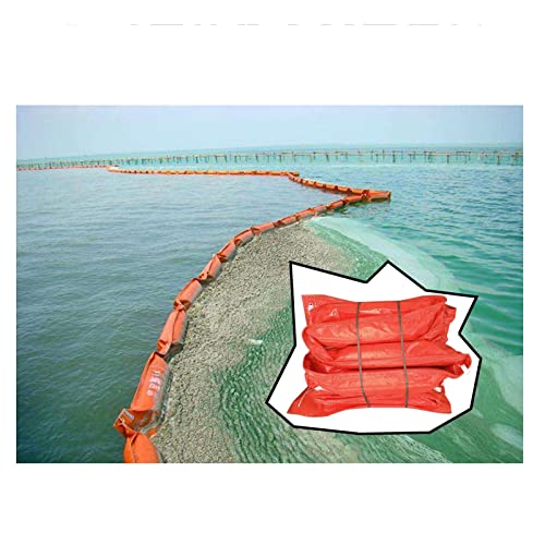 DUANHOZ Flood Barrier Sandbags, Barrier Flood, PVC Oil Fence, Float-Type Oil Containment Fence, Thicken Rubber Prevent Pollution Intercept Garbage, Floating On Water (Color : Ora