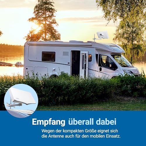 HUMAX Flat H40D4 Quad Flachantenne SAT, Satellitenantenne flach mit Quad-LNB, 4 Teilnehmer, einfache...