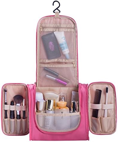 NORDSHIELD Small Hanging Toiletry Bag Waterproof Travel Cosmetic Organizer (Peach Pink)