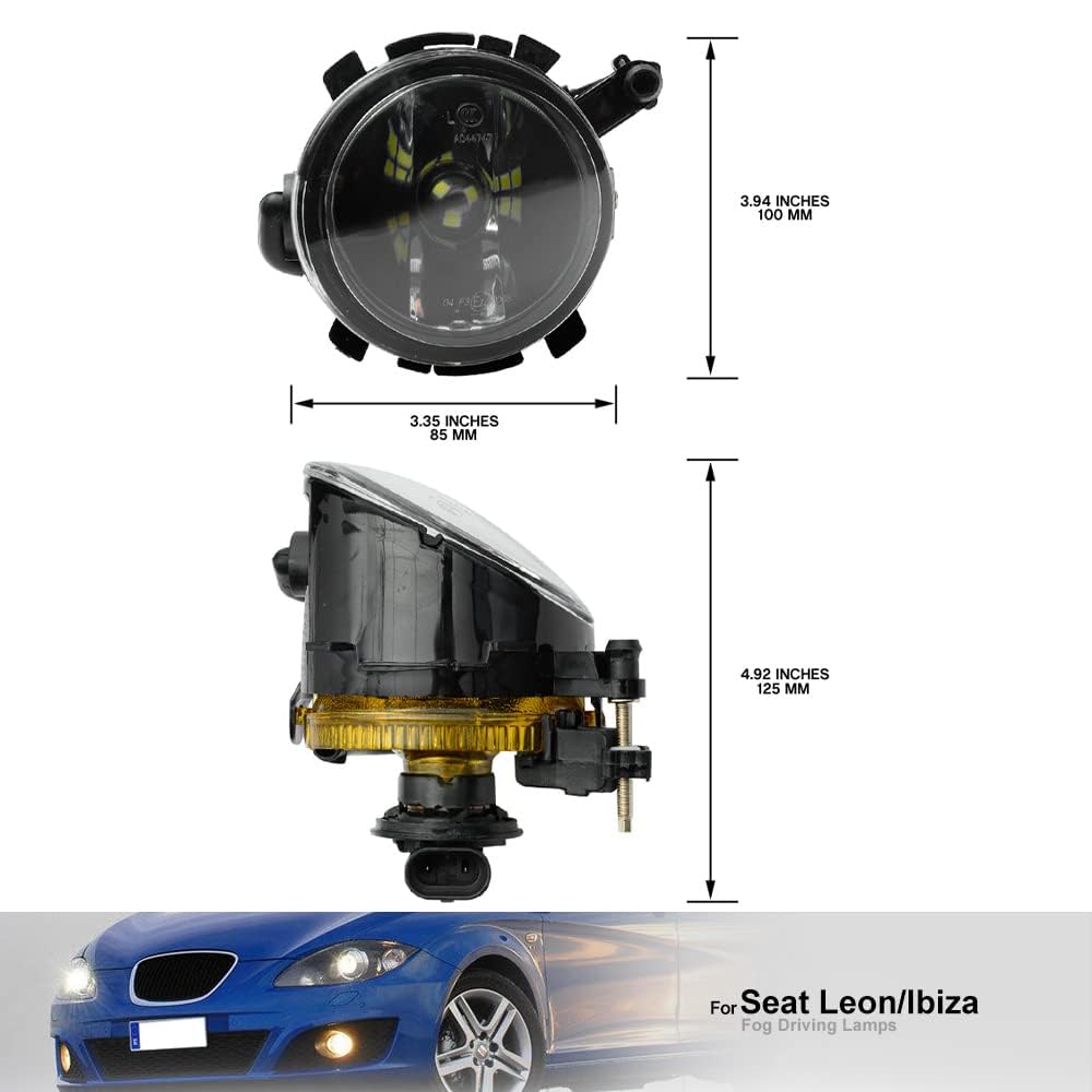 Fendinebbia Anteriori per Seat Leon Mk2 1P Ibiza IV Altea Toledo 2Pcs Paraurti Anteriore Fendinebbia Fari con Lampadine Alogene 9006 HB4 Fendinebbia Luci di Guida