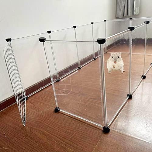 Muyg Plastic Guinea Pig Playpen With Door, 13.78" 17.72" Portable Rabbit Play Pen Indoor 12 Transparent Panels Diy Small Pet Fence Pets Exercise Pens For Small Animal Puppy Bunny Hamster Kittens #TOP5