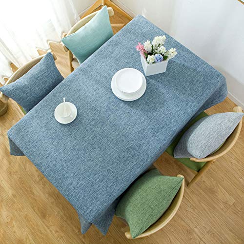 Homxi Tischtücher Rechteckige 130 W x 180 L cm,tischdekoration Blau Einfarbig Baumwolle Tischdecke Terrasse