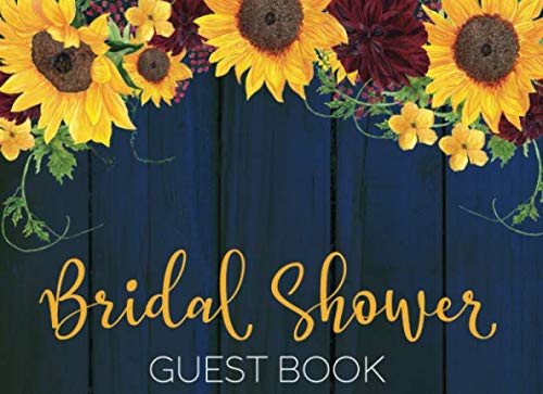Bridal Shower: Guest Book — Rustic Navy Sunflower Burgundy Floral