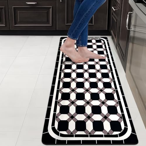 Image of SITTELLA Geometric Print Kitchen Floor Mat 45x80 CM, Waterproof & Anti Slip | Soft Washable Kitchen Runner | Anti Skid Floor Mat for Kitchen, Home & Dining Area