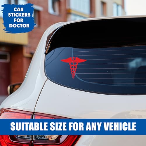 Image of Red Doctor Car Decal Sticker Doctor Logo Sticker for Car and Bike Reflective and Water Proof Pack of 2 (Size 3.5 by 4 Inch)