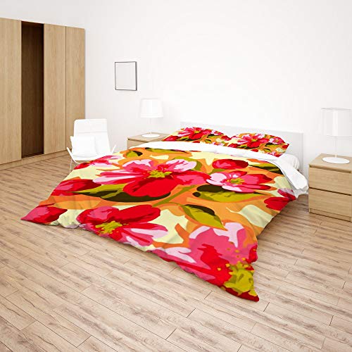 Housse de couette fleur de pommier en tissu 100% polyester lit Long Twin