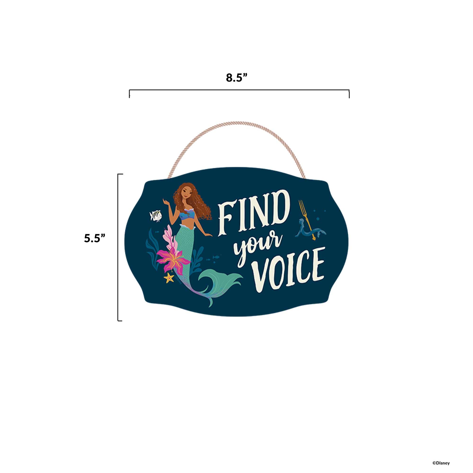Disney The Little Mermaid Ariel Find Your Voice Hanging Wood Wall Decor - Fun Ariel Sign for Kids' Bedroom or Playroom