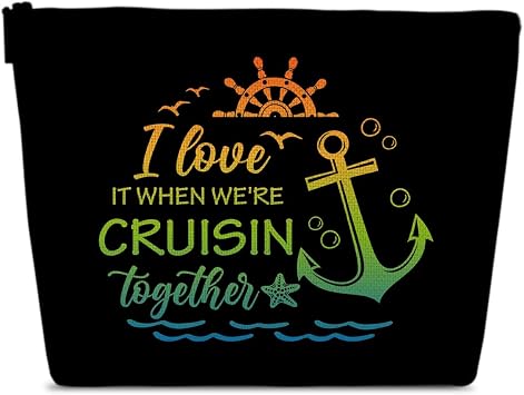 Cruise Travel Makeup Gift Bag, Cosmetic Zipper Pouch For Women Girls Mom Sister Friend, Wet Toiletry Baby Diaper Bag, Ocean Sea Shells Beach Starfish Decor, Cruise Lover Summer Vacation Gifts