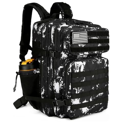 HongXingHai Tactical Backpack Daily Use Military Tactical Backpack for Men and Women 45L Backpack Fitness Backpack(Black Lightning) Cover