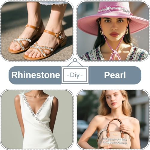 image for PEARLY JUN 1 Yard Rhinestone Trim Chain Silver String Strips Crystal A