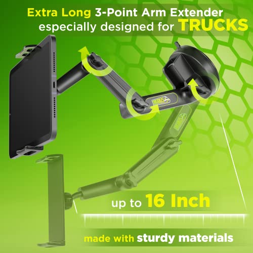 Truckules Tablet Mount For Truck - Heavy Duty, Tablet & Ipad Holder For Truck Dashboard Windshield 16 Inch Long Arm, Super Suction Cup & Stable, Compatible With Tablet & Ipad, Semi Truck 16 Inch #TOP7