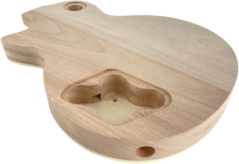 Unfinished Mahogany Flame Maple Top Electric Guitar Body, HH Pickup Routing Bolt-On Heel and Pre-Drilled Bridge Holes for DIY Guitar Project Replacement (With Binding)