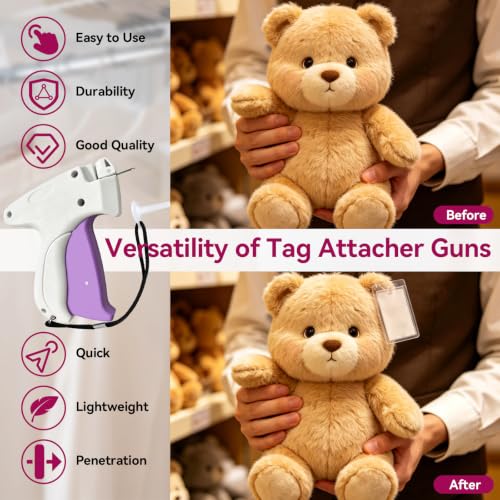 Image of AISOSO Handheld Tagging Gun for Clothes, with 3000 Fasteners, White | Includes 0.5mm Needle Quick Clothing Fixer, 1500pcs Each in Black & White, for Securing Cuffs, Collars, Tags