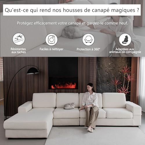 Housse de canapé extensible OHSIO lavable pour animaux domestiques - 5