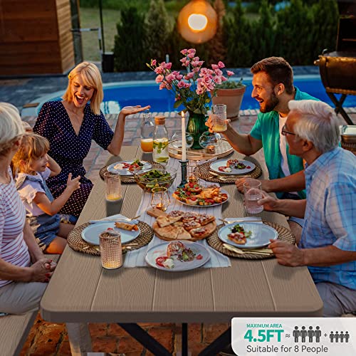 Yitahome Picnic Table Heavy Duty Outdoor Picnic Table And Bench With Weather Resistant Resin Tabletop & Stable Steel Frame For Yard Patio Lawn Party Light Brown #TOP3