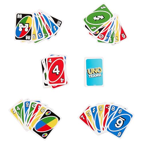 Mattel Games UNO Teams Kartenspiele für Kinder, Erwachsene und Familienabende, Partys und Reisen mit Sonderregeln für das Spielen in Zweierteams, HXT58 – Bild 5