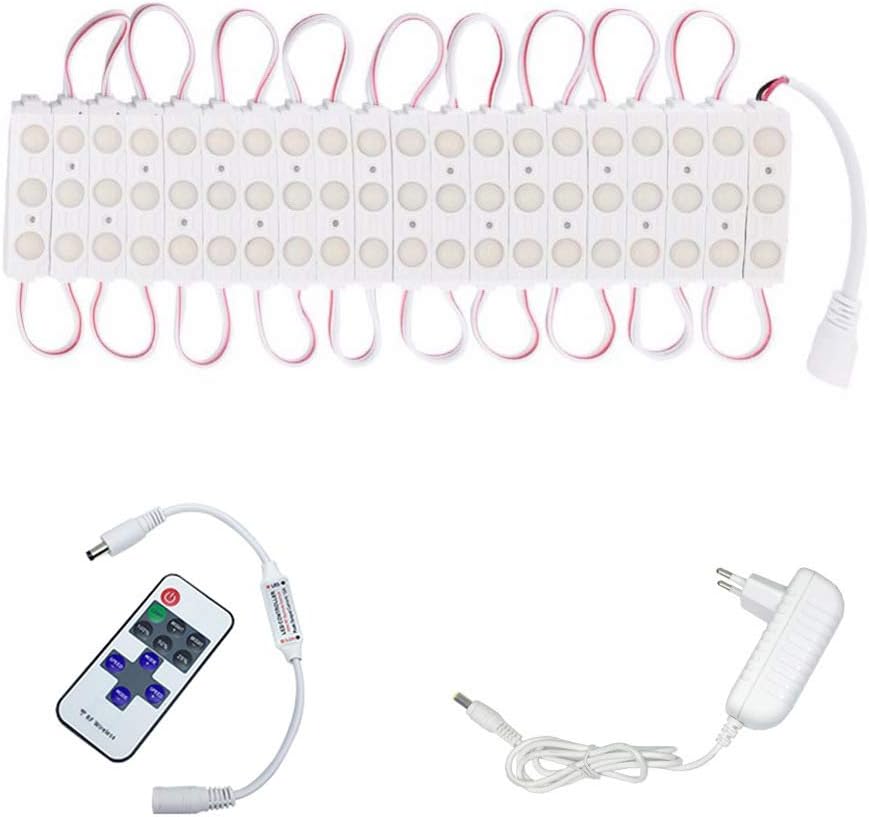 LED Vanity Makeup Mirror Light, INKERSCOOP 12FT 25-Group 75 LED Dresser Light Kit, DIY Bathroom Makeup Mirror Remote Control and Dimmer Light, White Light