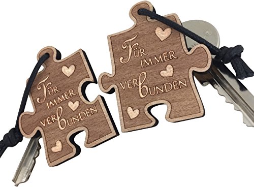 Preisvergleich Produktbild endlosschenken Schlüsselanhänger für Paare - Für Immer Verbunden - aus Holz Liebespaar