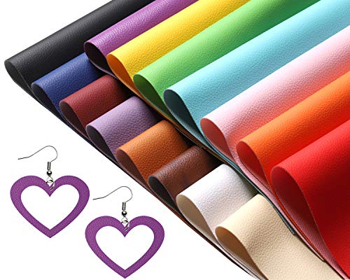 Picheng Solid Pu Synthetic Faux Leather Sheets 15Pcs/Set 8.2" X 11.8"Soft Leather Fabric Sheets Suitable For Making Bows, Leather Earrings, Hair Accessories Diy Projects (15 Colors) #TOP1