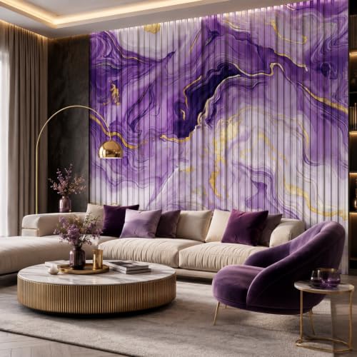 Image of Purple Gold Louvers Self-Adhesive Kitchen Wallpaper Roll, PVC 3D Wall Sticker Oil Proof, Waterproof & Washable Wallpaper for Home Decor, Living Room, Bedroom, Hotel & Cafe Walls (45x300cm)