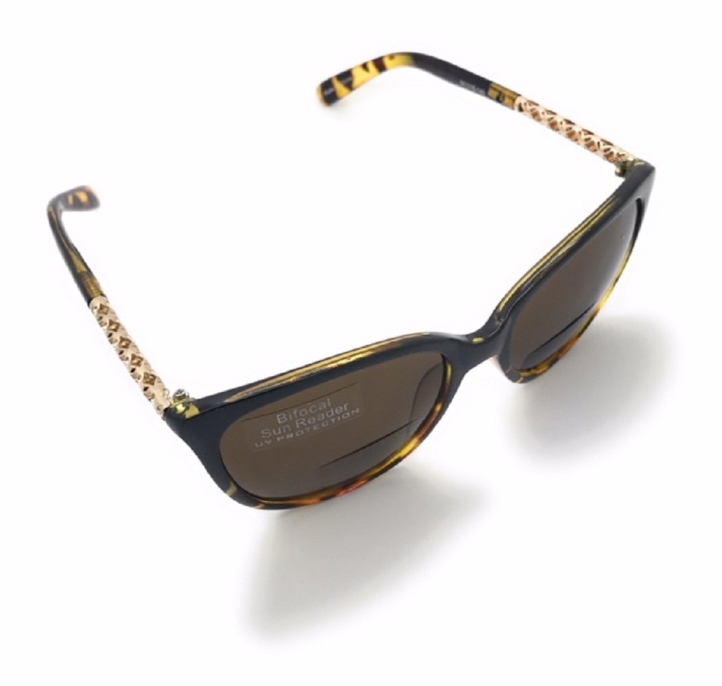 MyUV Women's Bifocal Cateye Sunglasses Sun Readers Reading Glasses Maximum UV Production (Tortoise/Brown Lens, 2.00)
