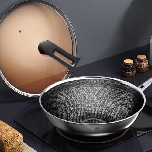 Wok de acero inoxidable con tapa de vidrio 12.6in miniatura 6