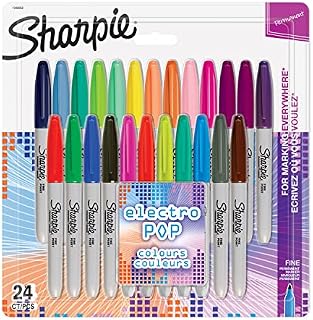 Sharpie Permanent Markers | Fine Point | Electro Pop & Assorted Original Colours | 24 Count