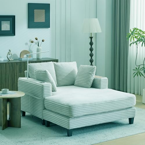 Adjustable Velvet Lounge Chair with USB & Cup Holders