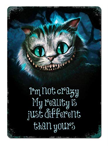 Migsrater I'm Crazy Cheshire Cat Tin Metal Sign Bar Retro Wall Decoration Poster Home Club Taverna Wall Door Ornament.