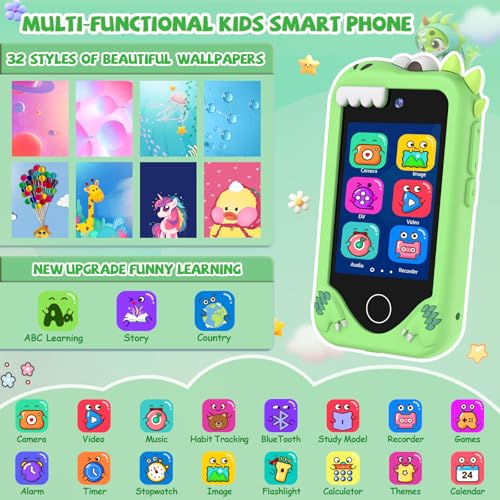 Image of Kids Smart Phone for Girls Gifts - Toddler Christmas Birthday Gift for Age 3 4 5 6 Year Old, Kids Cell Phone Toy with Touchscreen, Dual Cameras, Learning, Kid Mp3 Player, Games with 32 GB Card