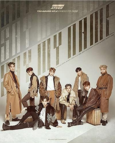 Ateez Treasure EP.2 : Zero to One 2nd Mini Album CD+1p Folding Poster On Pack+105p Photo Booklet+1p Sticker+12p Post Calendar Card Set+1p Photo Card+Tracking Kpop Sealed
