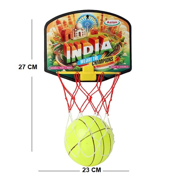 Asian Portable Plastic Basketball with Hoop for Kids Multicolor (India Theme) - Image 2 thumbnail